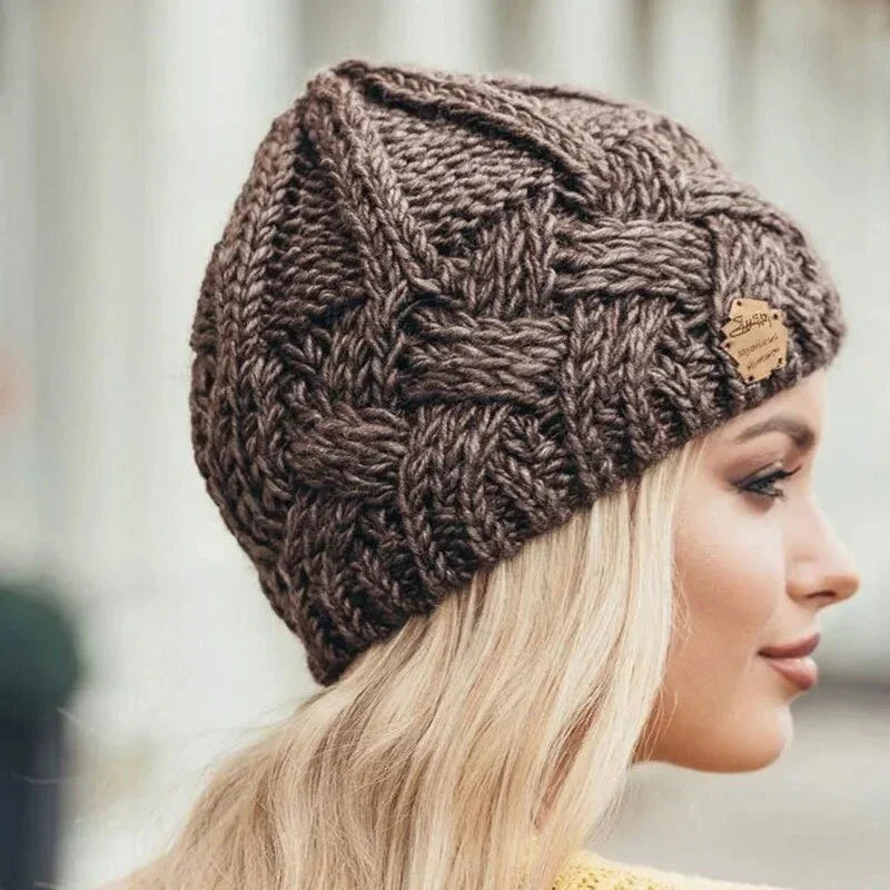 SUENTA Weiche und Modische Strickmütze Gestrickte Mütze Wärme Stil Kaffee Freie Größe