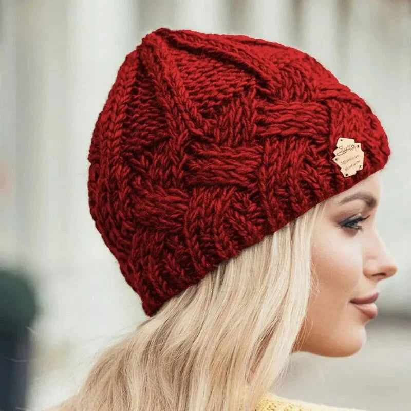 SUENTA Weiche und Modische Strickmütze Gestrickte Mütze Wärme Stil Rot Freie Größe