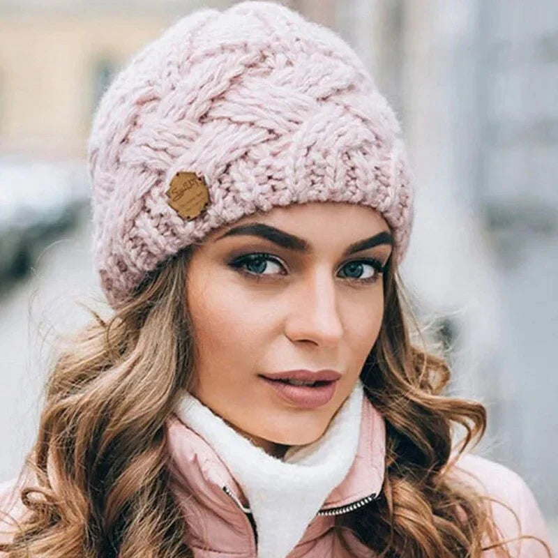 SUENTA Weiche und Modische Strickmütze Gestrickte Mütze Wärme Stil Rosa Freie Größe