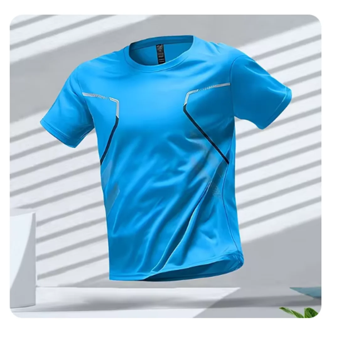 SUENTA Atmungsaktives Herren Sport T-Shirt Ultraleichte Material Blau