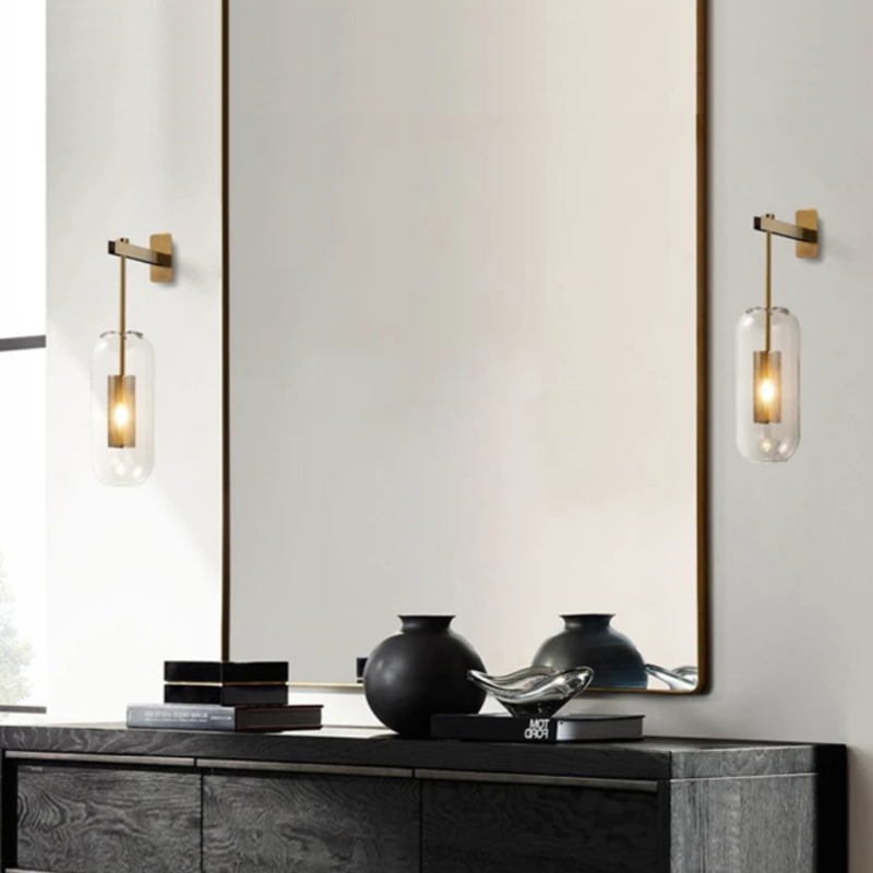 SUENTA Industrielle Wandlampe aus Metall und Glas im Vintage-Stil