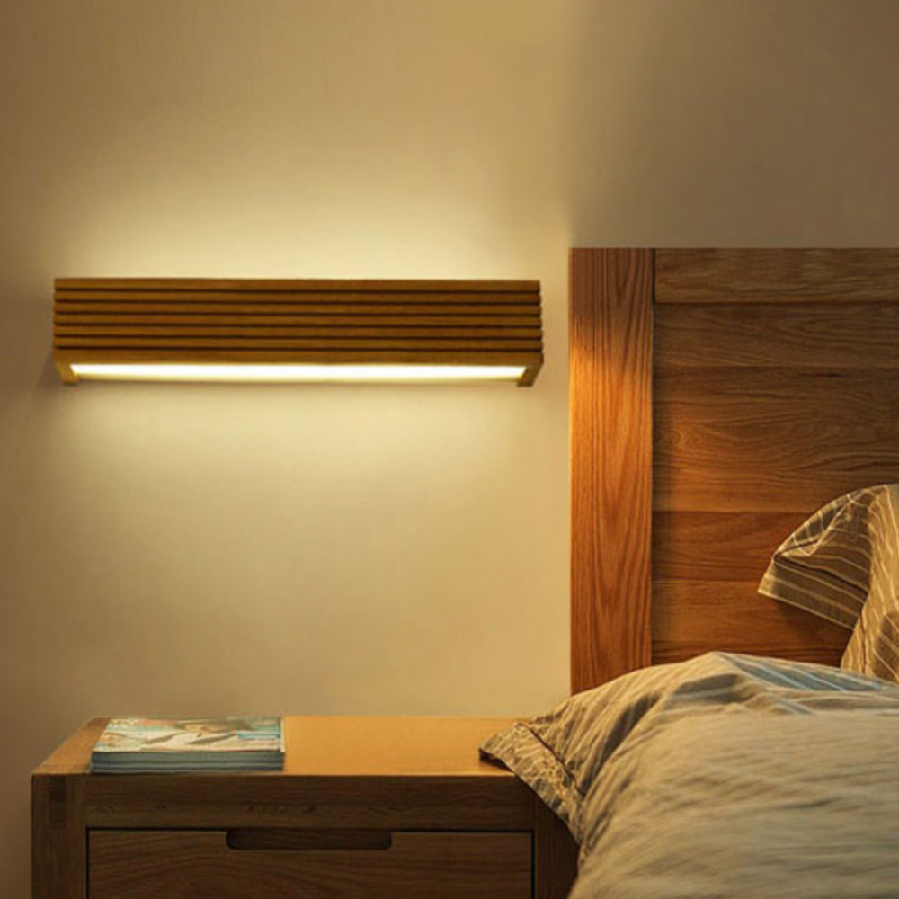 SUENTA LED-Wandlampe Rechteckige Aus Geschnitztem Holz Japan