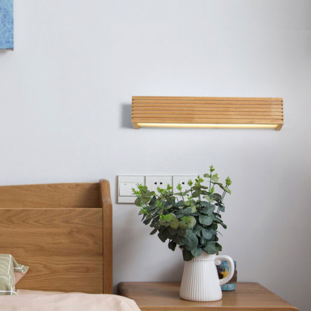 SUENTA LED-Wandlampe Rechteckige Aus Geschnitztem Holz Japan