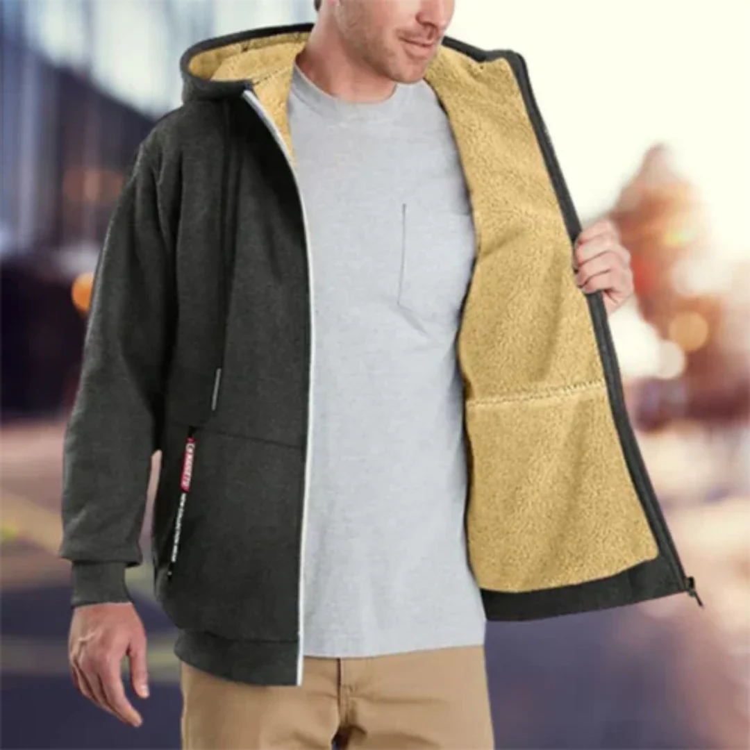 SUENTA Herren Kapuzen Jacke Bequeme Warme Reißverschluss Winter