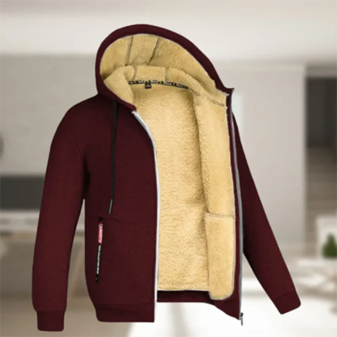 SUENTA Herren Kapuzen Jacke Bequeme Warme Reißverschluss Winter Rot