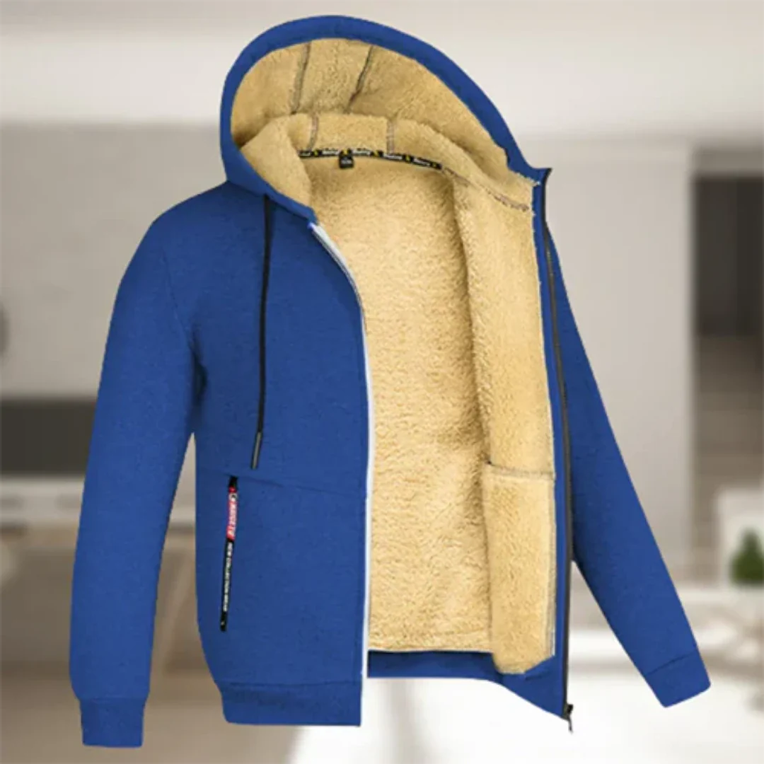 SUENTA Herren Kapuzen Jacke Bequeme Warme Reißverschluss Winter Blau