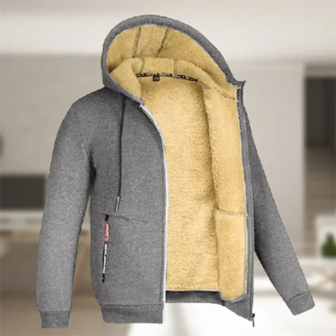 SUENTA Herren Kapuzen Jacke Bequeme Warme Reißverschluss Winter Grau