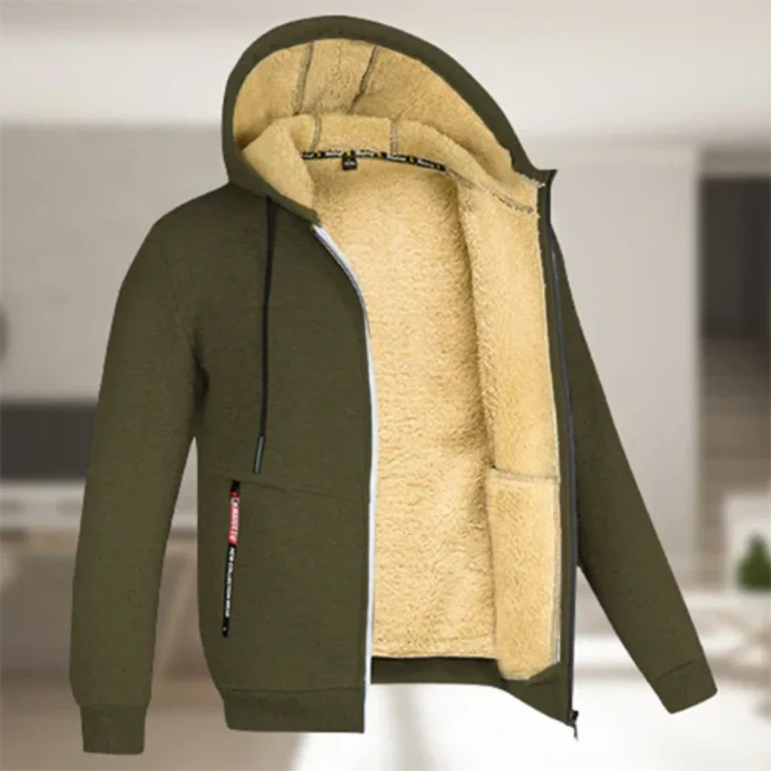 SUENTA Herren Kapuzen Jacke Bequeme Warme Reißverschluss Winter Grün