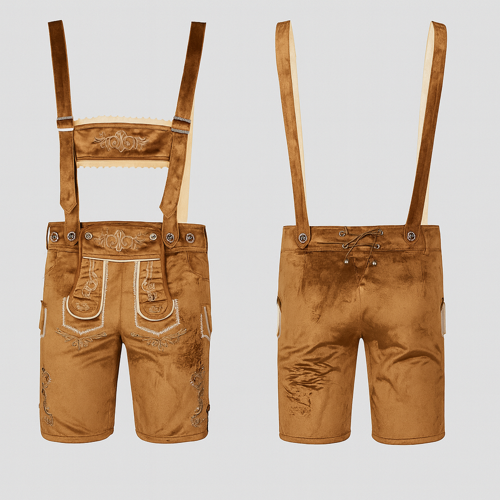 Herren Trachtenset – Kurze Hose mit Stickerei & Karohemd fürs Oktoberfest
