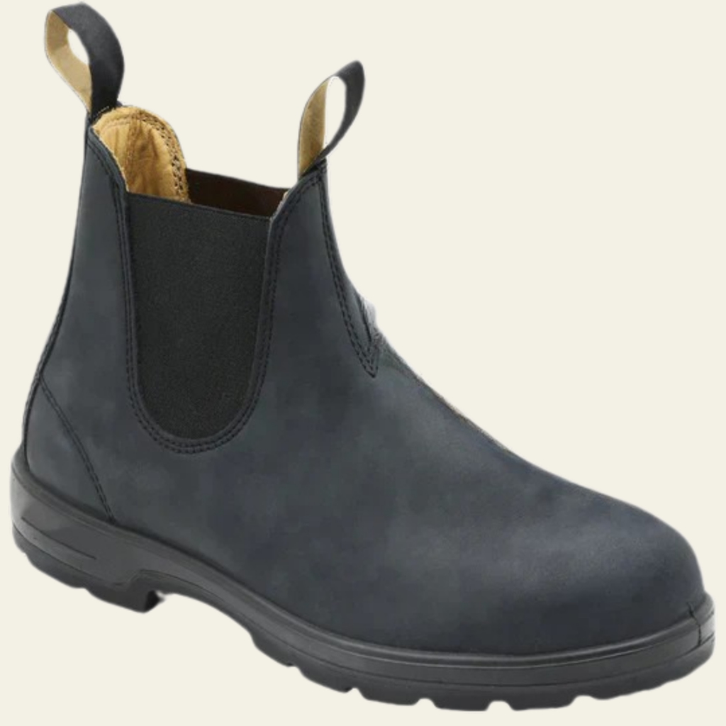 SUENTA Damen Chelsea Boots Elastischer Seiteneinsatz Slip-On-Design Anziehschlaufen Grau