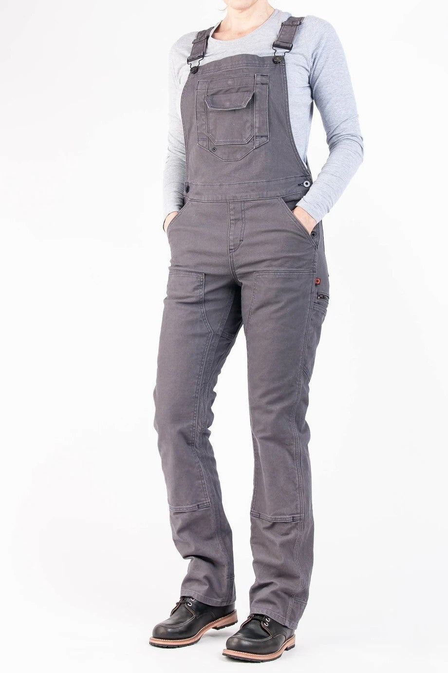 SUENTA Damen Arbeits Overall – Klassischer Stretch-Canvas Einteiler Grauer Canvas