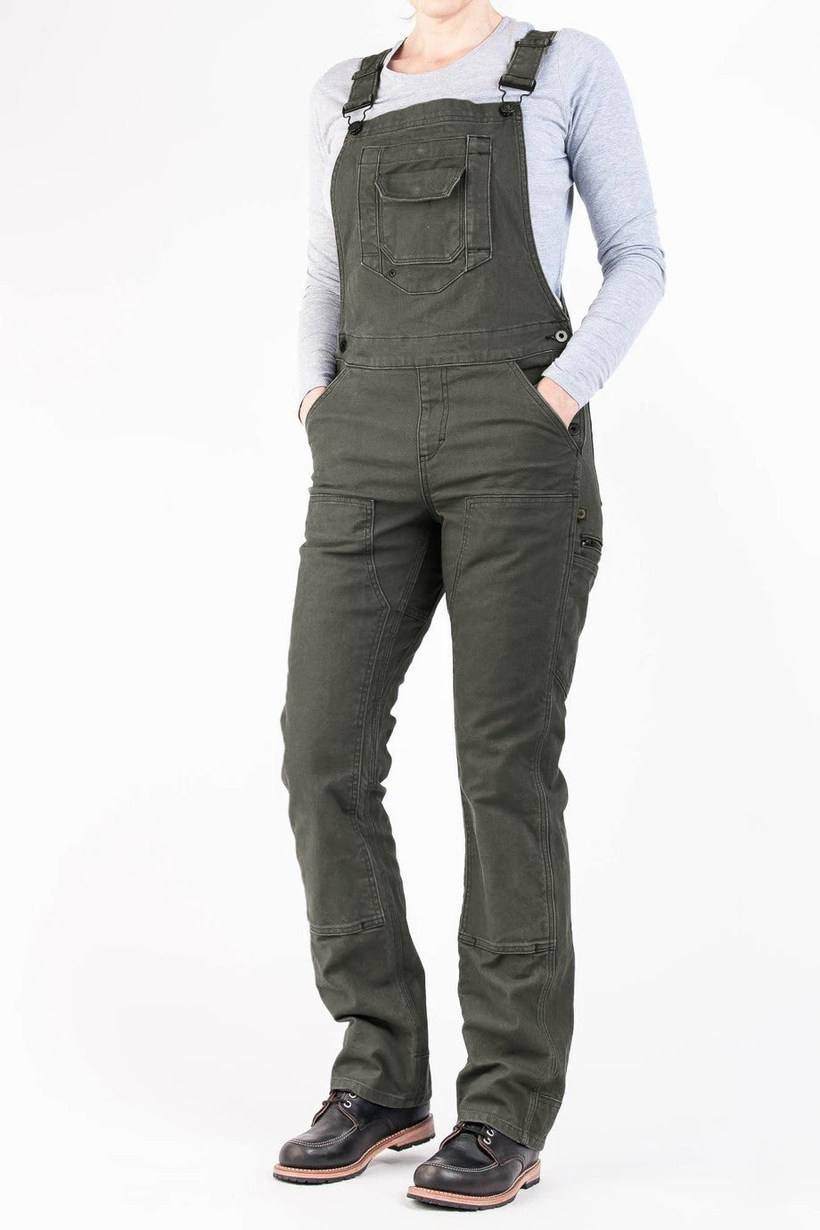 SUENTA Damen Arbeits Overall – Klassischer Stretch-Canvas Einteiler Dunkelgrün