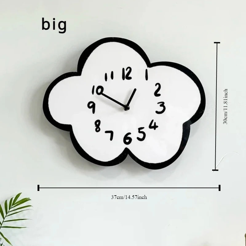 SUENTA Wanduhr Wolkenform Cartoon Stil Leises Uhrwerk Kinderzimmer Wolke 30cm 37cm