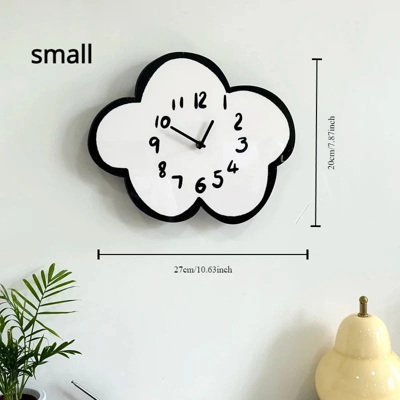 SUENTA Wanduhr Wolkenform Cartoon Stil Leises Uhrwerk Kinderzimmer Wolke 20cm 27cm