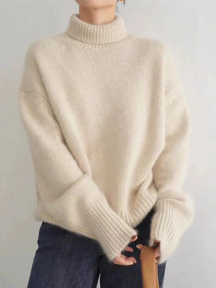 SUENTA Damen Kaschmir Rollkragenpullover Kaschmirpullover Beige