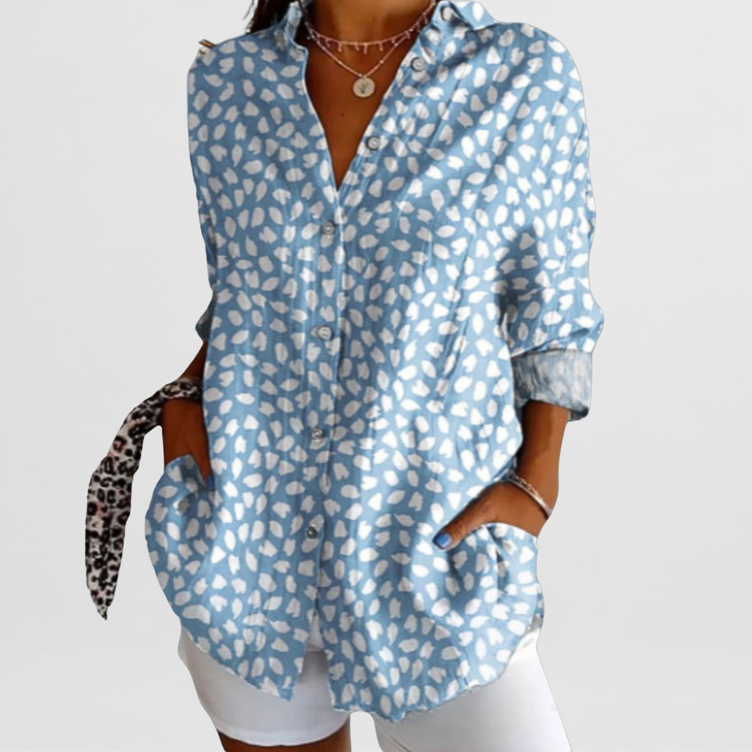 SUENTA Damen Bluse Leichte Hochwertige Klassisches Design Moderne Hellblau