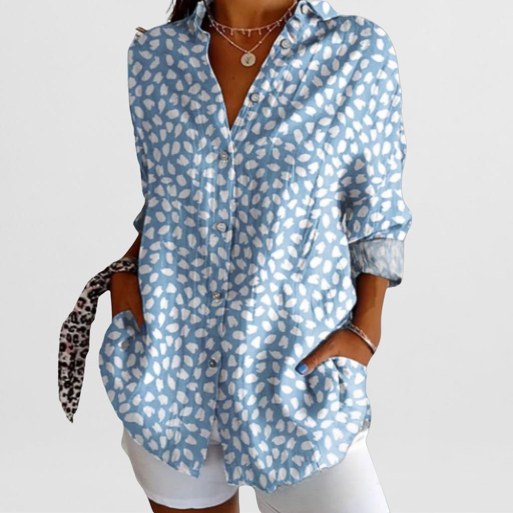 SUENTA Damen Bluse Leichte Hochwertige Klassisches Design Moderne Hellblau