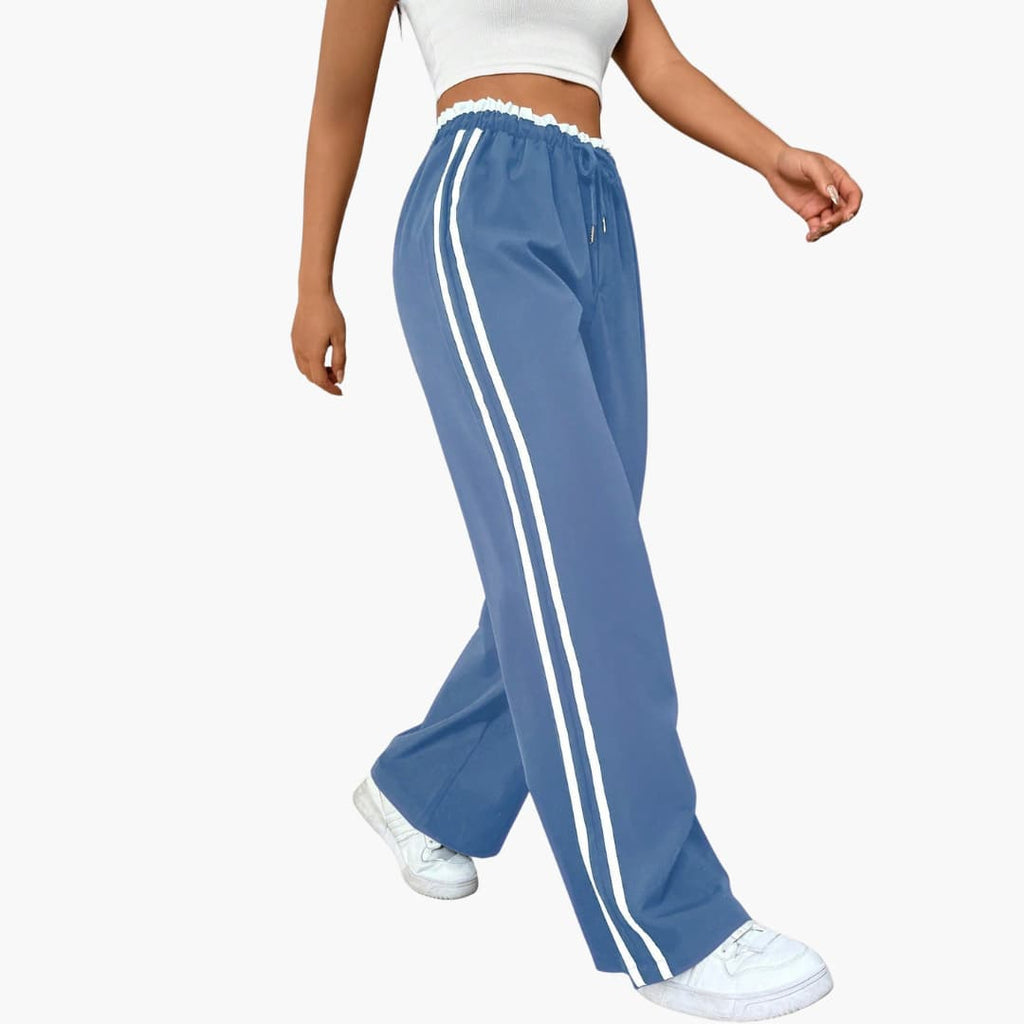 SUENTA Luna | Damenhose mit elastischem Bund und Seitenstreifen Trainingshose – Komfortabel und stilvoll mit Kordelzug Babyblå