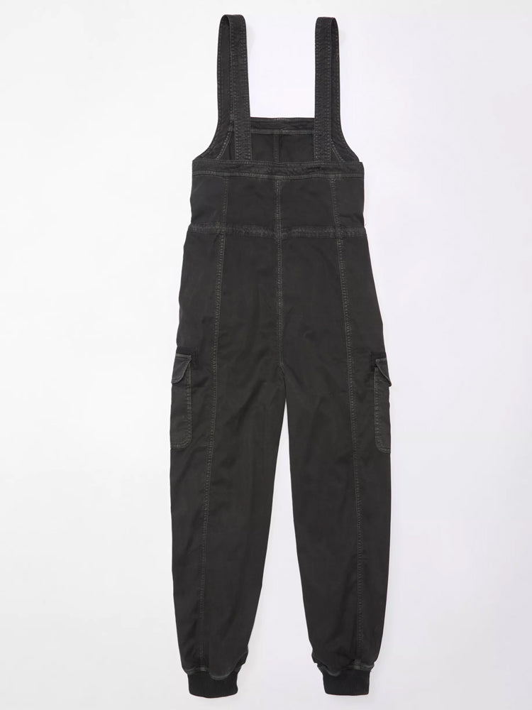SUENTA Damen-Latzhose Mit Lockerem Schnitt Und Cargo-Latz 100% Baumwolle Cargotaschen