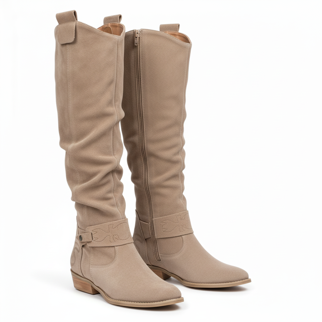 SUENTA Damen Overknee-Stiefel – Seitlicher Reißverschluss & Oberschenkelhoch