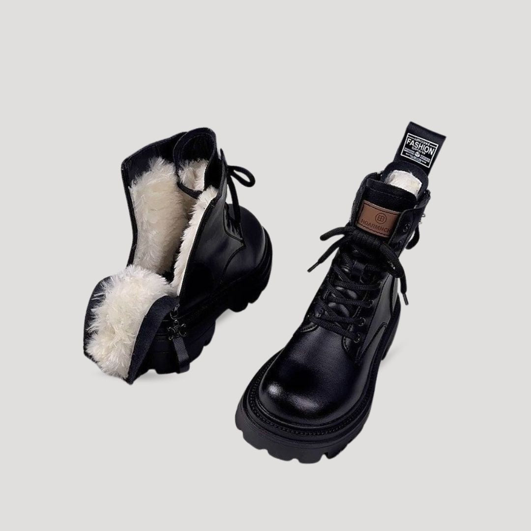 SUENTA Damen-Schnürstiefeletten mit Fellfutter Diese Schicke Stiefel