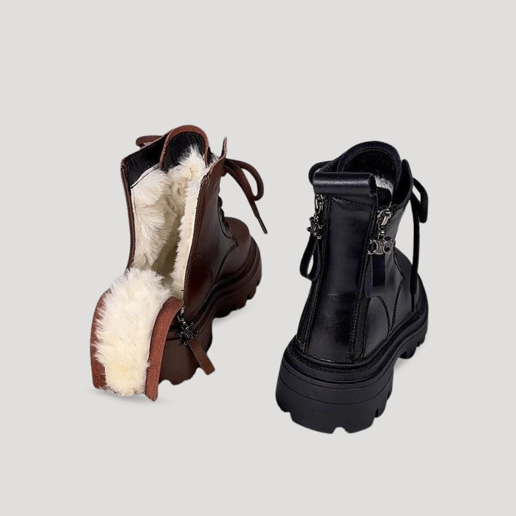 SUENTA Damen-Schnürstiefeletten mit Fellfutter Diese Schicke Stiefel