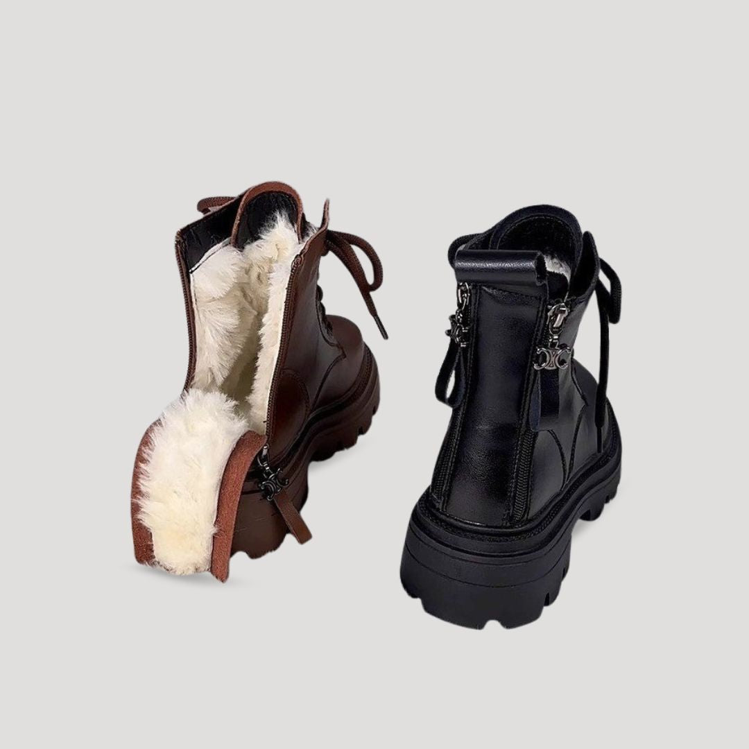 SUENTA Damen-Schnürstiefeletten mit Fellfutter Diese Schicke Stiefel