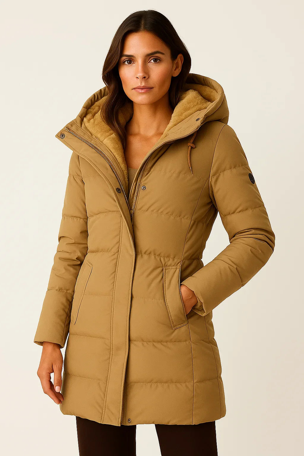 SUENTA Damen-Steppjacke Isolierter Wintermantel Herbst und Winter Stilvoll Warm Gelb
