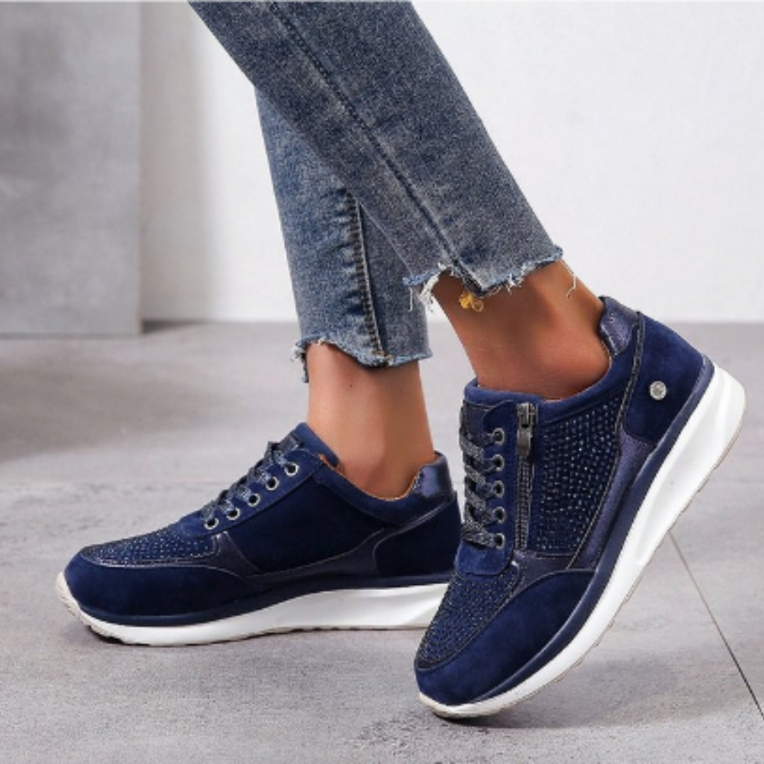 SUENTA Rogue | Damen-Walkingschuhe – Modernes Design mit Schnürung & Seitenreißverschluss Blau