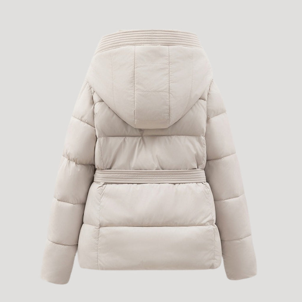 SUENTA Damen-Winterjacke mit Steppung Weich Gefüttert Taillengürtel Kapuze
