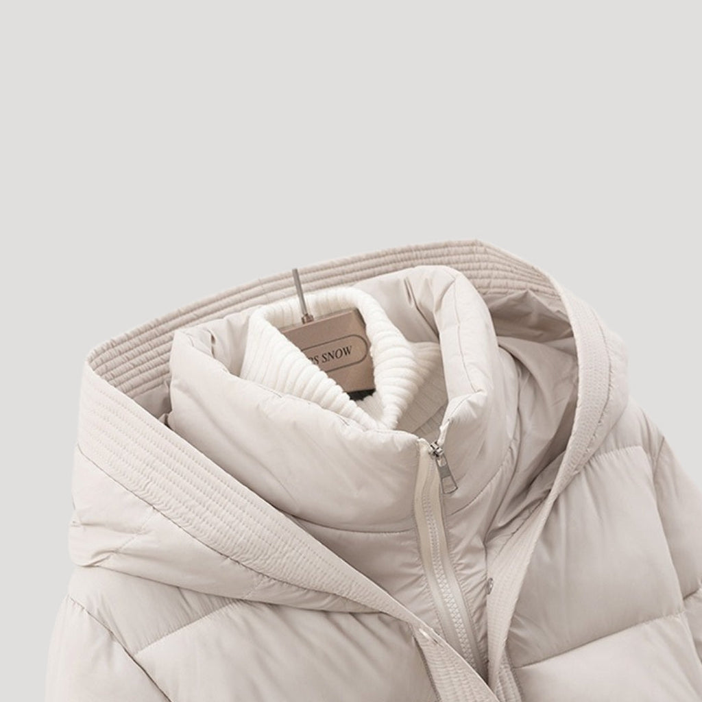 SUENTA Damen-Winterjacke mit Steppung Weich Gefüttert Taillengürtel Kapuze