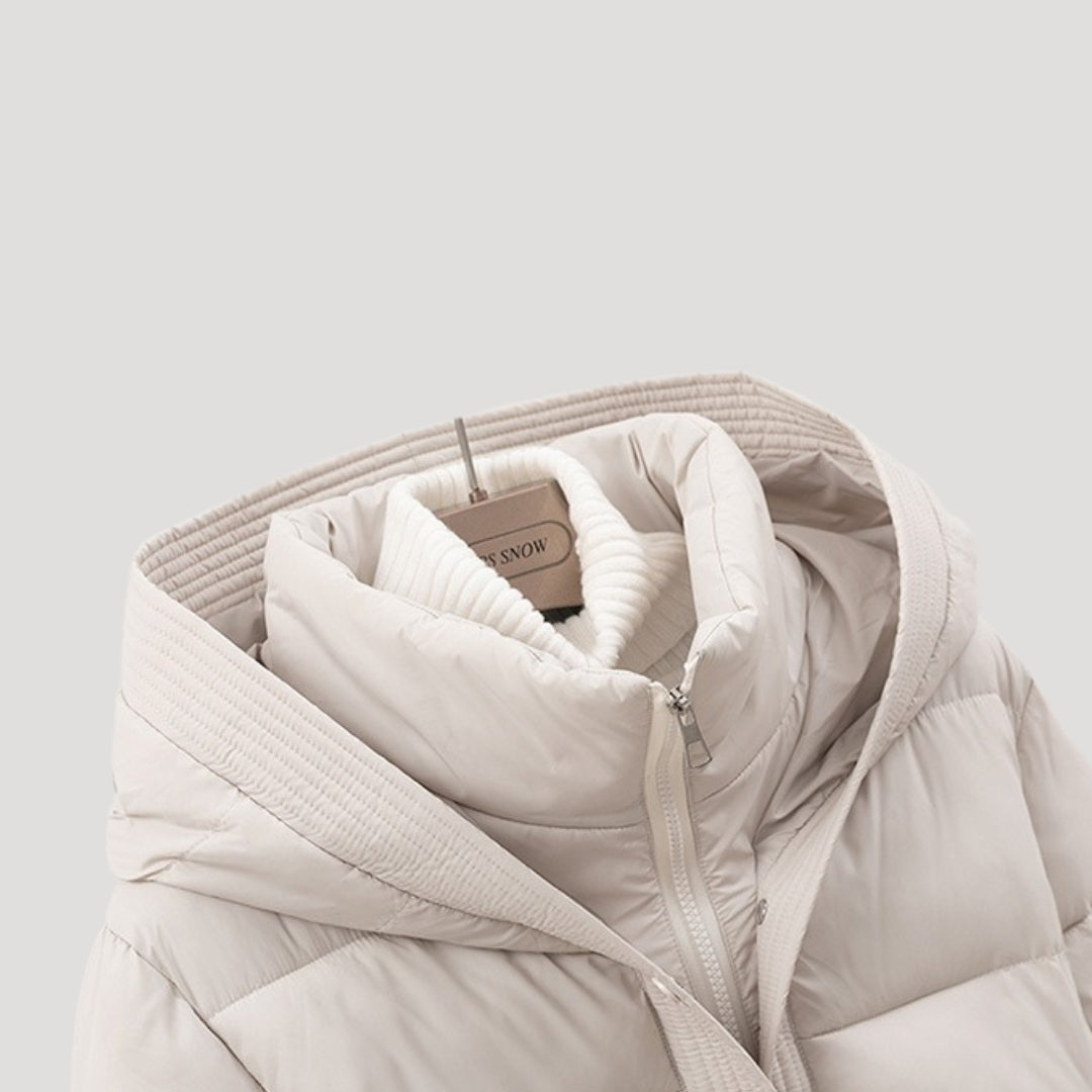 SUENTA Damen-Winterjacke mit Steppung Weich Gefüttert Taillengürtel Kapuze