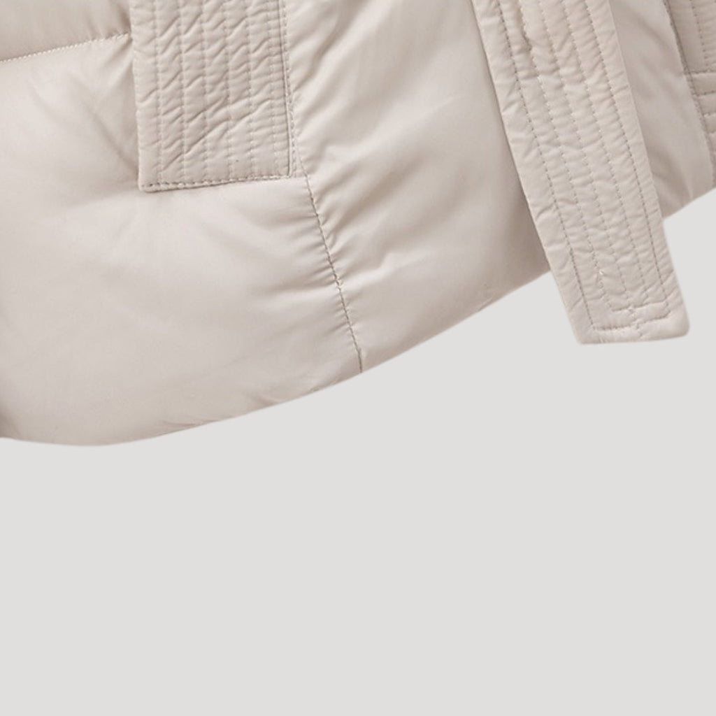 SUENTA Damen-Winterjacke mit Steppung Weich Gefüttert Taillengürtel Kapuze