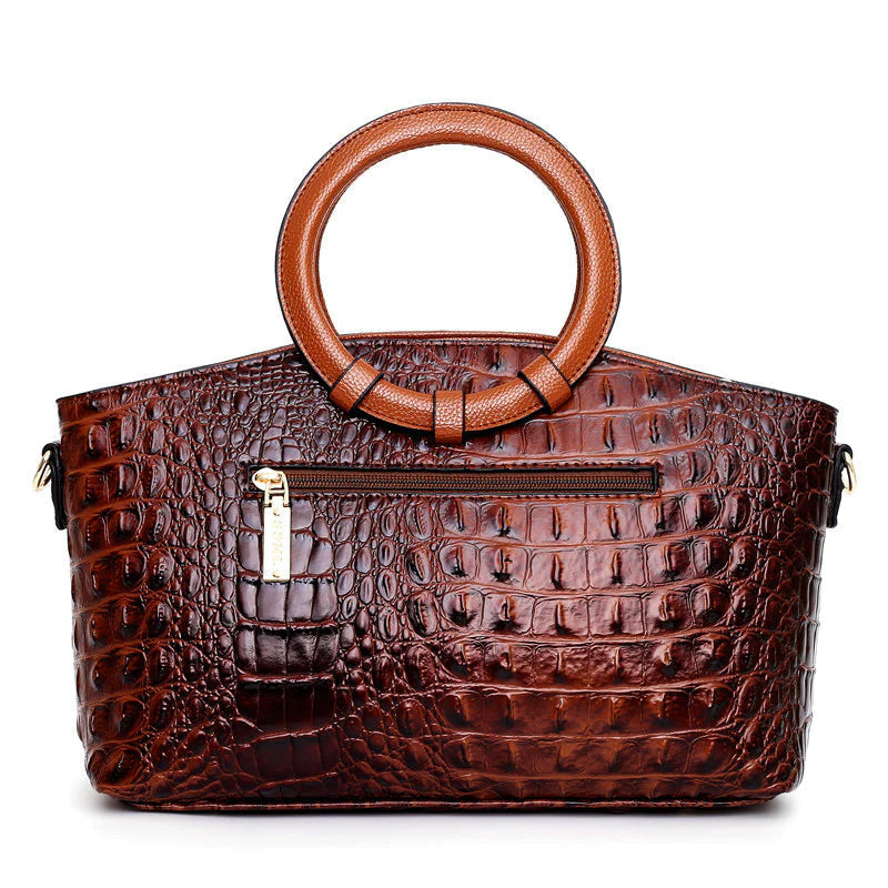 SUENTA Damen-Baguette-Handtasche Mit Rundhenkel Vintage Kompaktes Format Braun