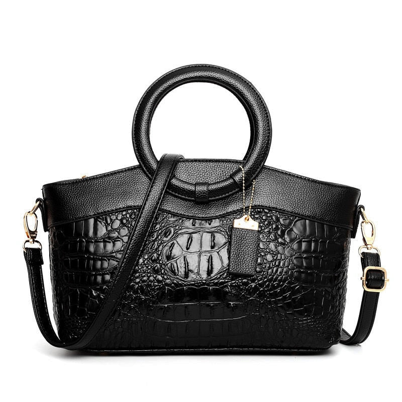SUENTA Damen-Baguette-Handtasche Mit Rundhenkel Vintage Kompaktes Format Schwarz