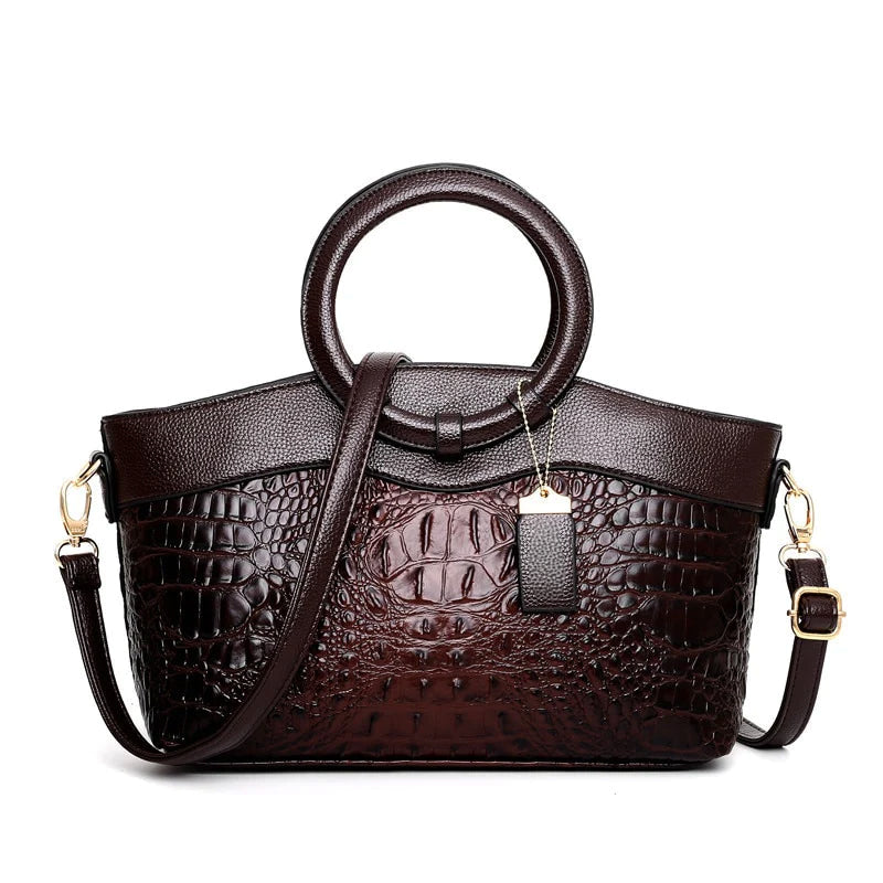 SUENTA Damen-Baguette-Handtasche Mit Rundhenkel Vintage Kompaktes Format Dunkelbraun