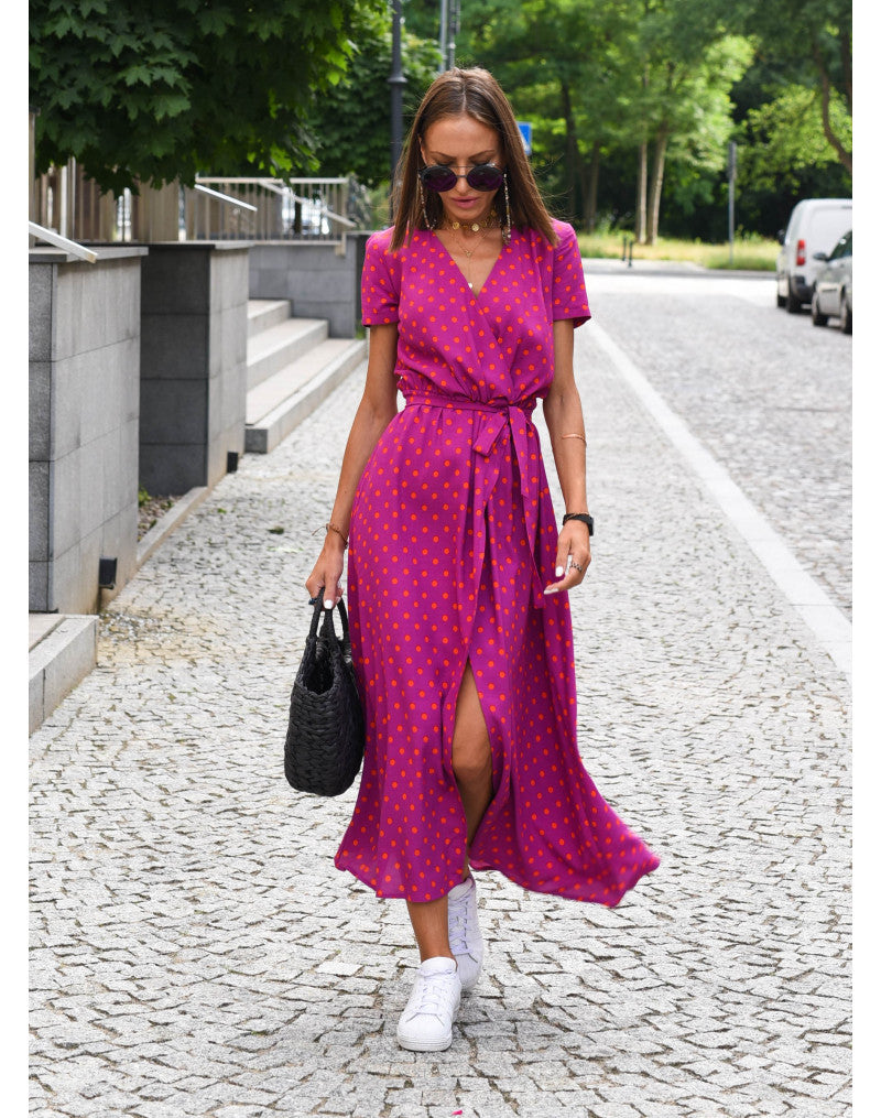 SUENTA Damen Bequemes Kleid Sommerkomfortkleid Atmungsaktivem Stoff .Lila