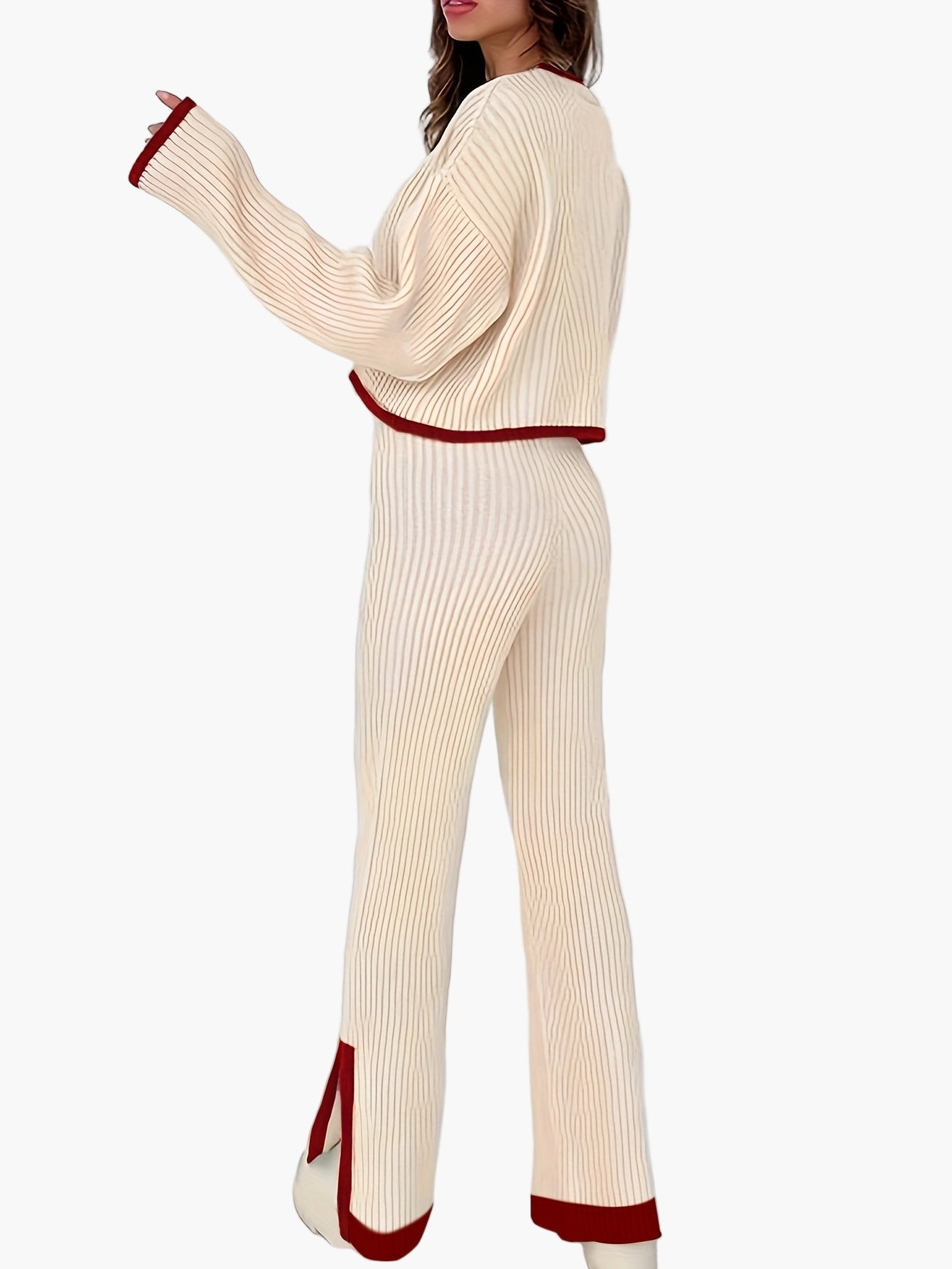SUENTA Damen Zweiteiler-Set Strickpullover Hose Stilvoll Freizeit Alltag