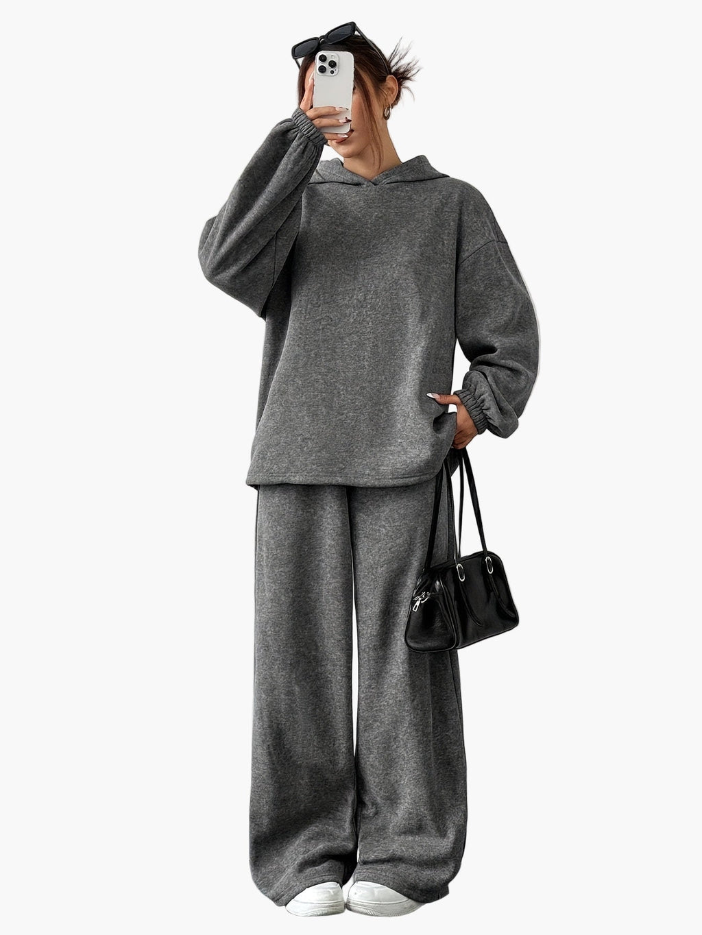 SUENTA Damen Hoodie Set Bequeme Lässigen Weiten Jogginghose