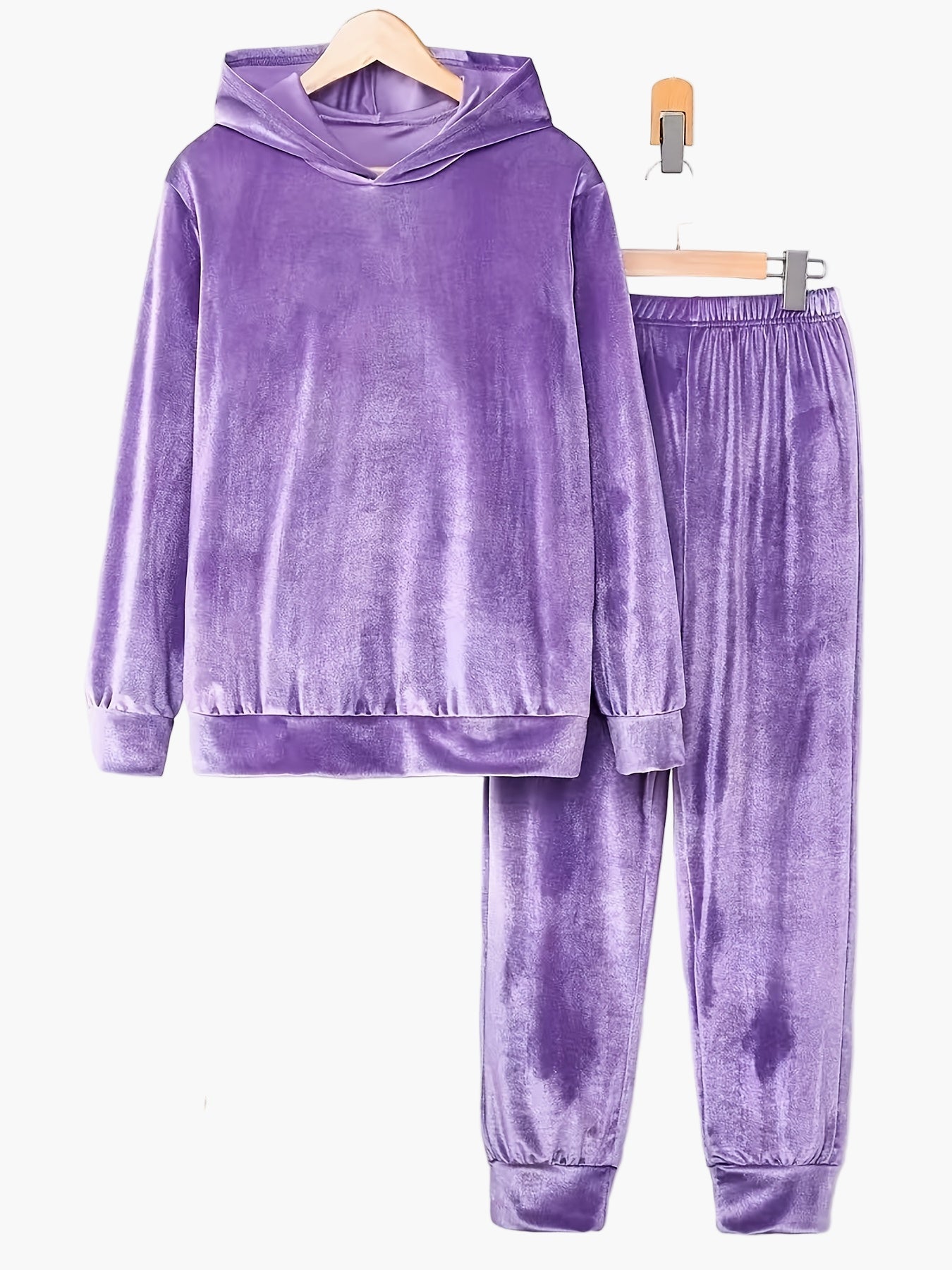 SUENTA Damen Freizeit Lounge Set Hoodie Jogginghose Bequemes Homewear Outfit Herbst Lila