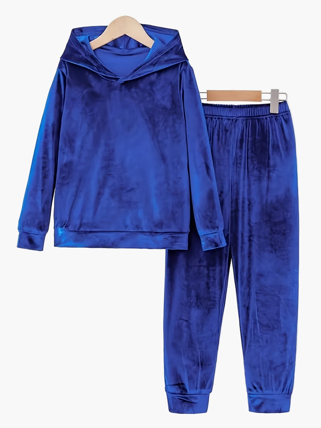 SUENTA Damen Freizeit Lounge Set Hoodie Jogginghose Bequemes Homewear Outfit Herbst Blau