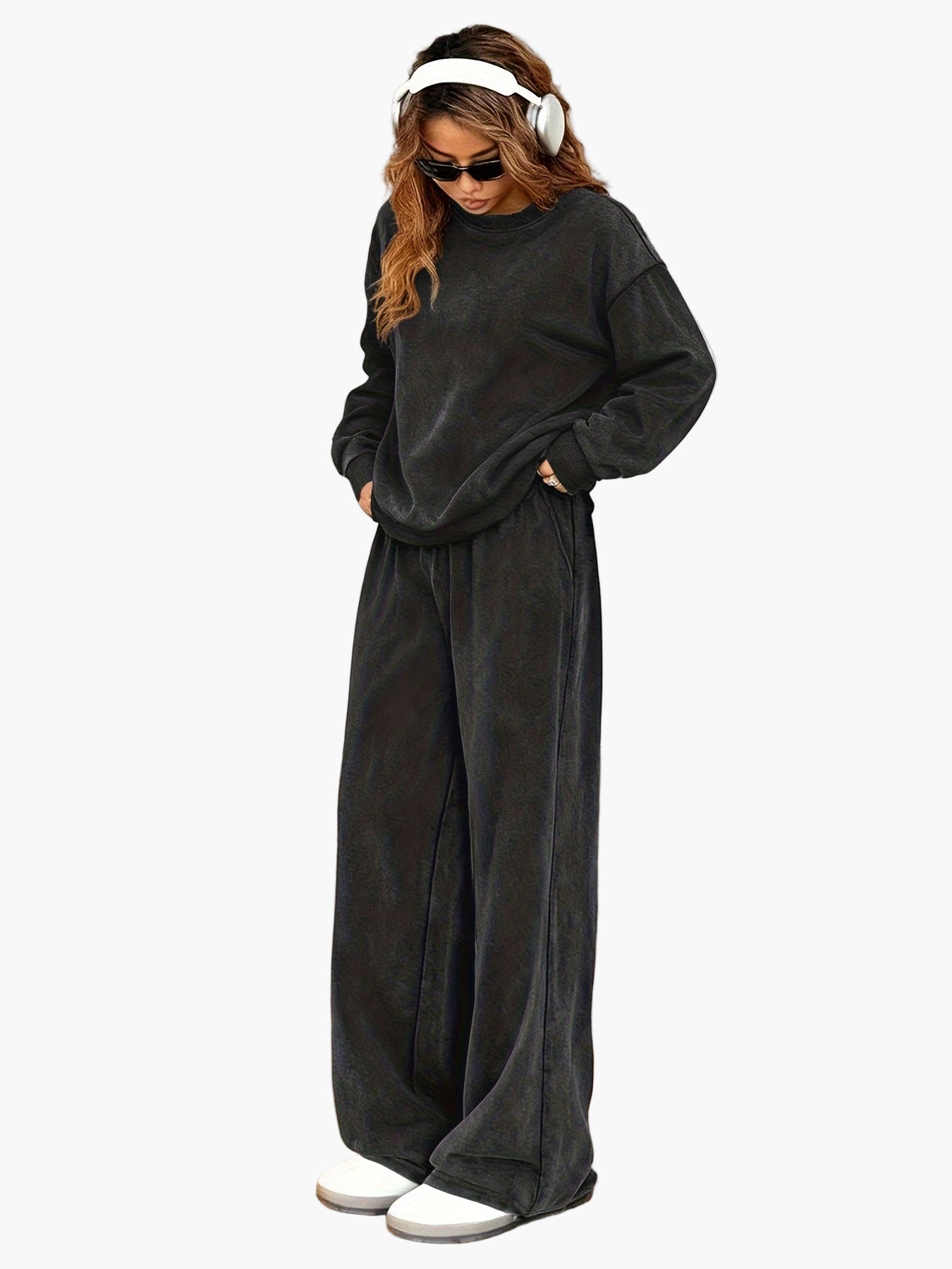SUENTA Damen Freizeit Oversize Lounge Set Relaxed Passform Ideal Für Alltag & Reisen