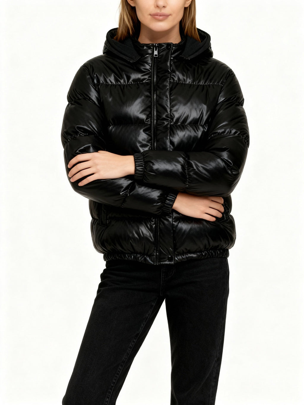 SUENTA Damen Glänzende Steppjacke Polyamid Mischung Leichte Jacke