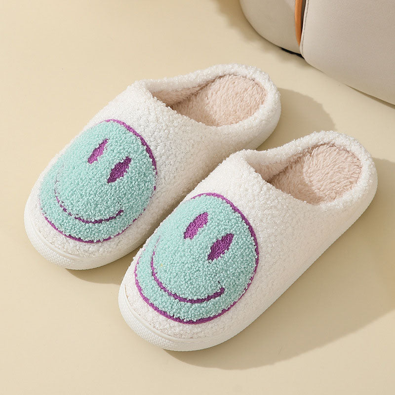 SUENTA Damen Hausschuhe Mit Smiley-Motiv Gefüttert Weiches Innenfutter Türkis