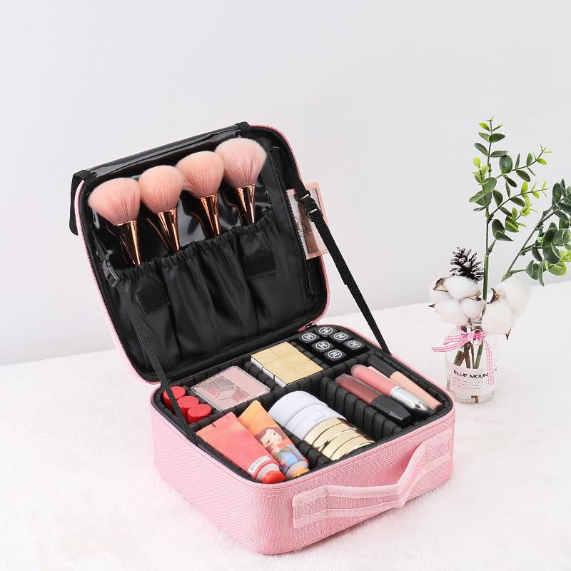 SUENTA Damen Kosmetiktasche Mit Fächern Klar Gegliedert Reise Rosa