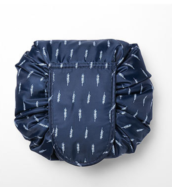 SUENTA Damen Kosmetiktasche Mit Kordelzug Reise Flach Ausbreiten Sicher Zusammengefasst Marineblau