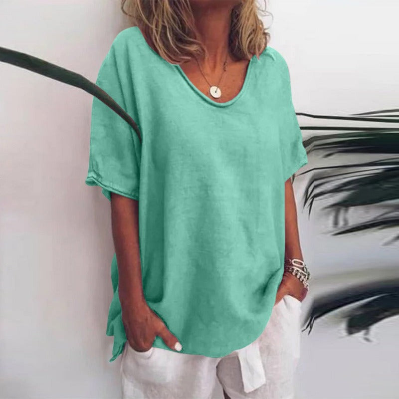 SUENTA Lyra | Damen Kurzarm T-Shirt – Luxus Designer Basic Shirt & Elegantes Oberteil Grün
