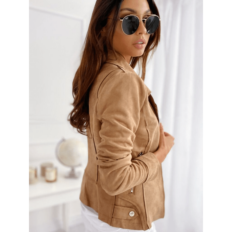 SUENTA Damen Langarmjacke Mit Reißverschluss Wärmt Silhouette - Winterjacke Damen