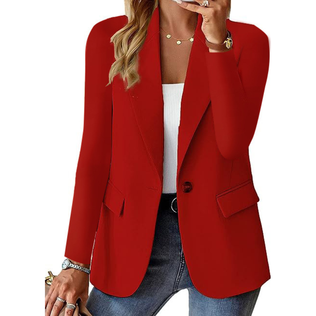 SUENTA Damen Lässiger Bedruckter Blazer | Langarm Rot