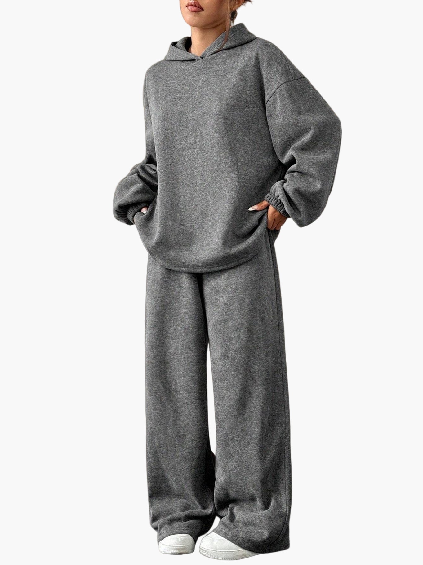 SUENTA Damen Loungewear Set Kapuzenpullover und Weite Hose Bequemes Freizeit Outfit
